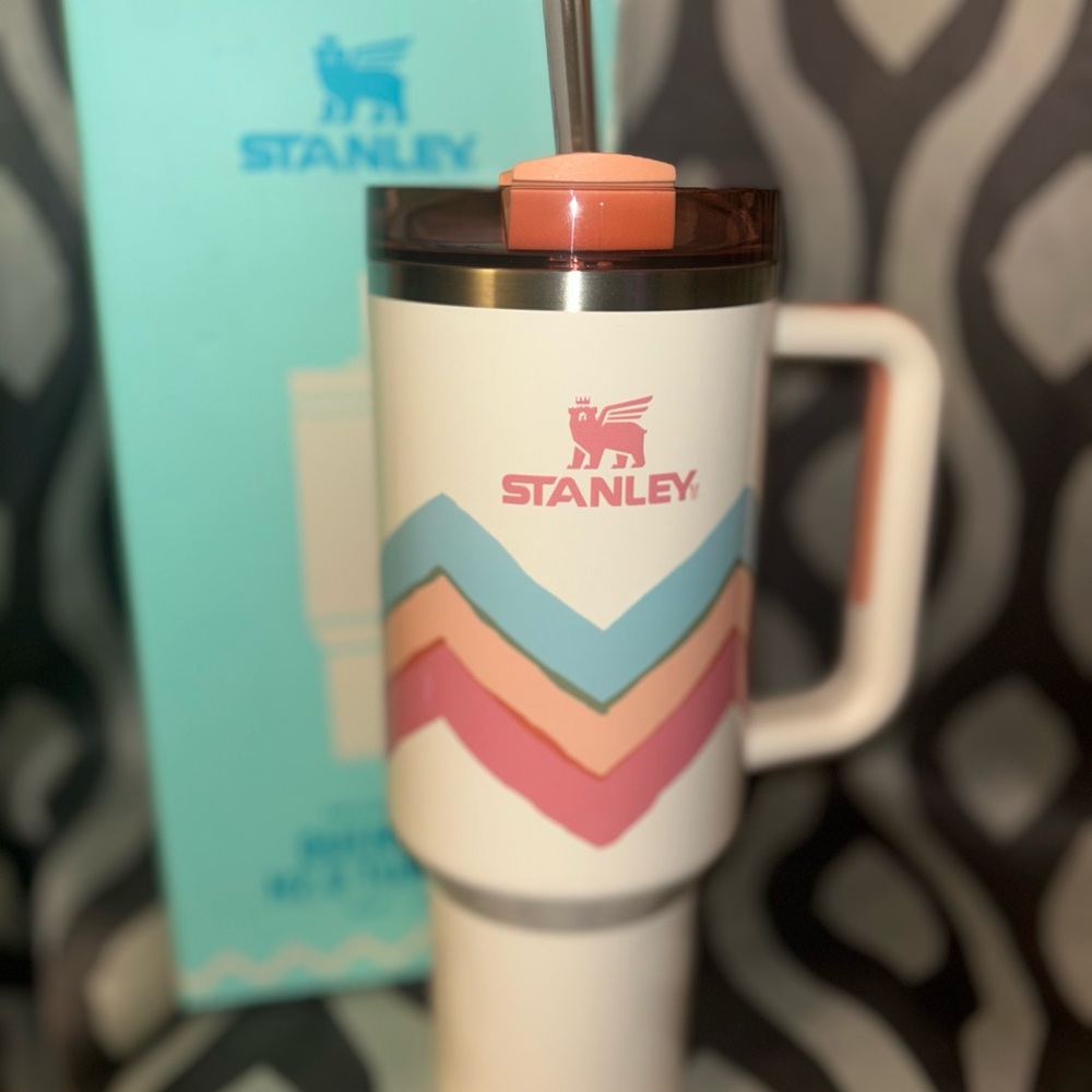 Stanley White and Multicolor Chevron Mug